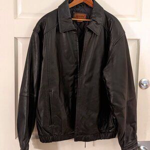 Men's Black Leather Jacket Size Large by St. Johns Bay